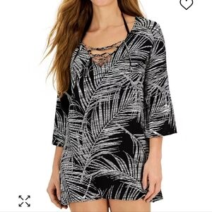 NWT J Valdi lace up palm print coverup tunic